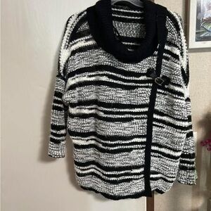 Calvin Klein Collection Black and White Cowl Neck Sweater